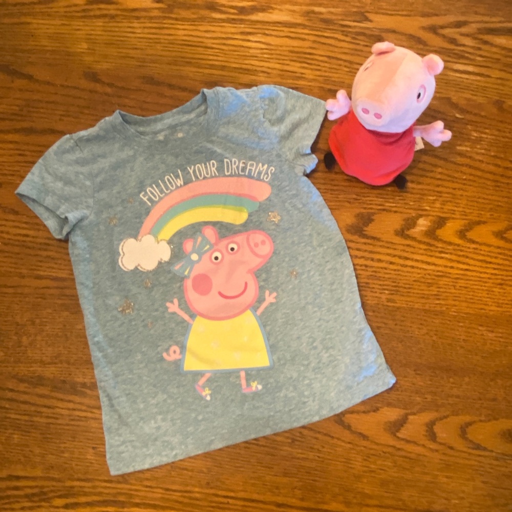 Peppa Pig size 4T shirt Follow Your Dreams Rainbow & 8 inch Plush